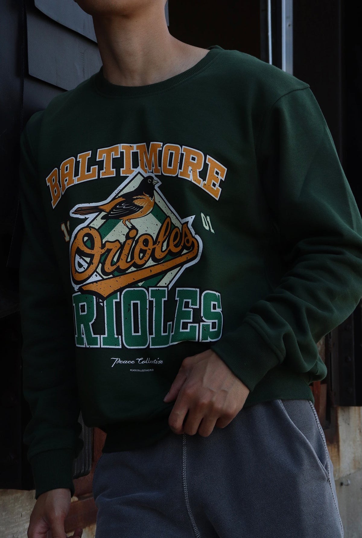 Baltimore Orioles Vintage Washed Crewneck - Vert Forêt