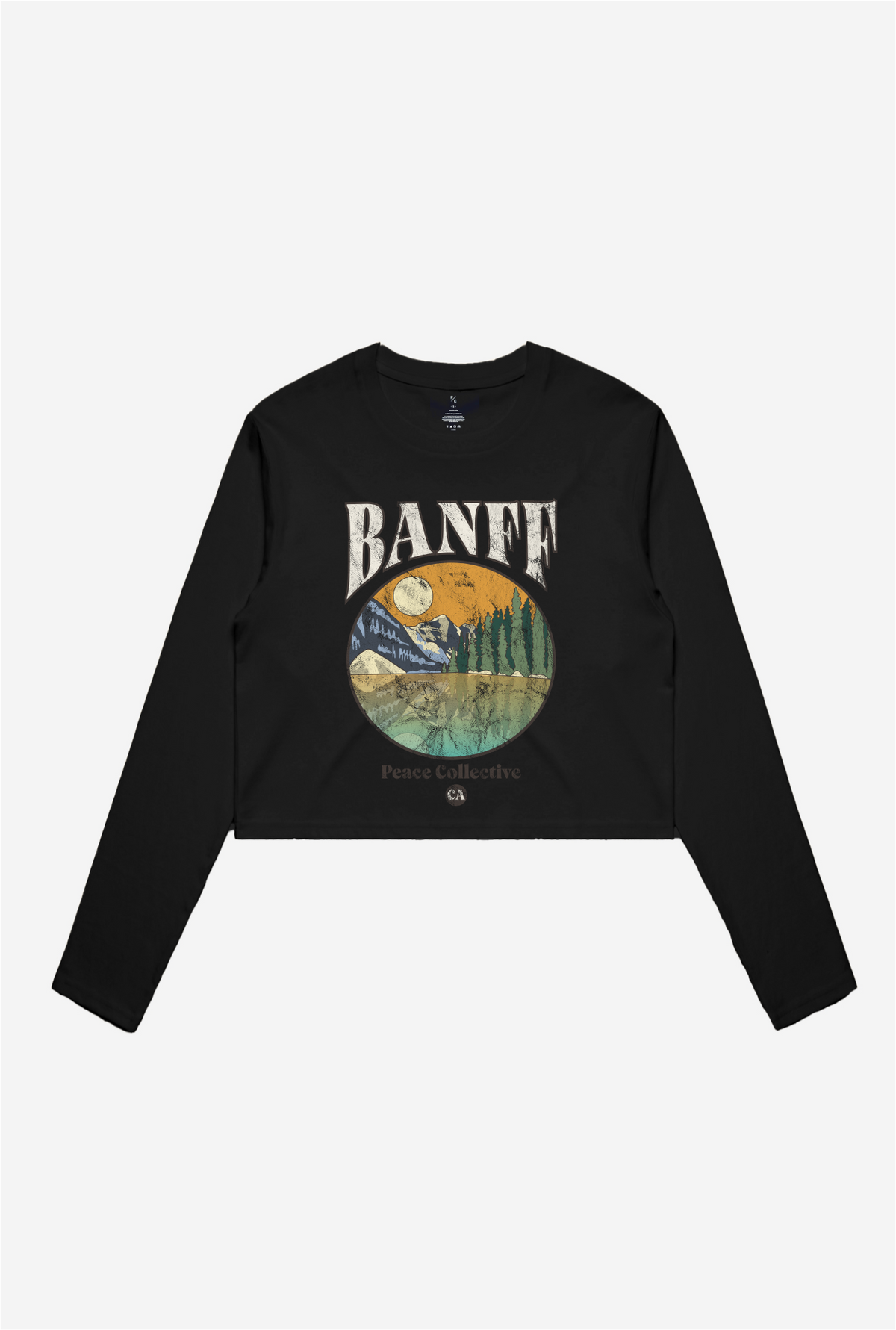 Banff Post Card Cropped Long Sleeve Shirt - Black