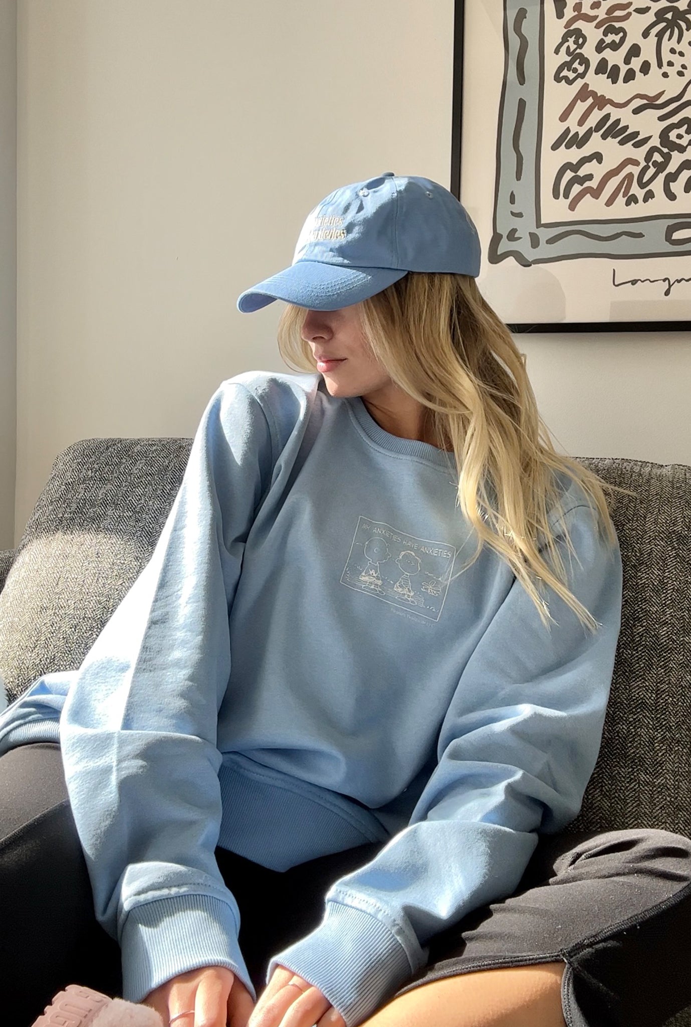 Peanuts My Anxieties have Anxieties Crewneck - Vista Blue