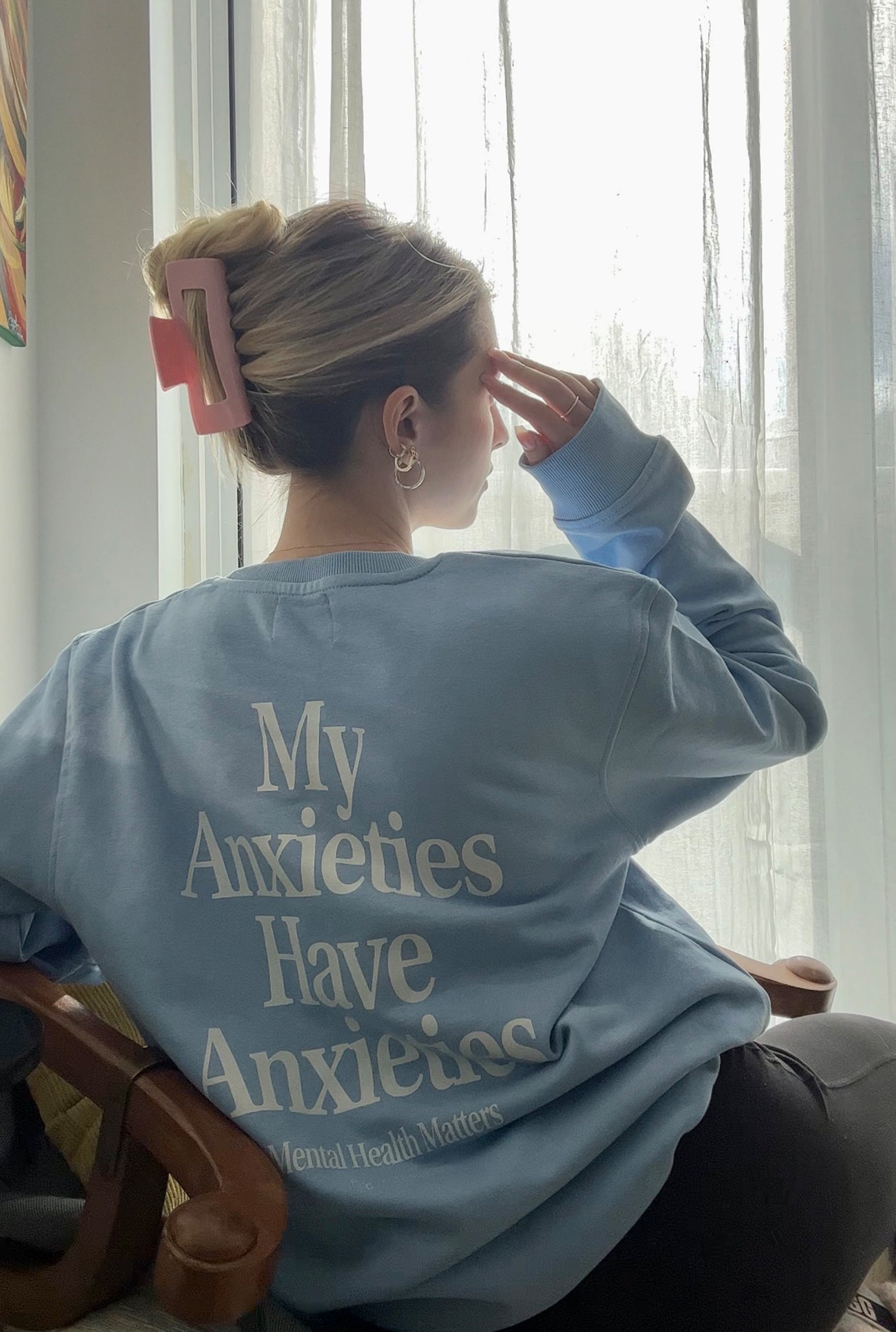 Peanuts My Anxieties have Anxieties Crewneck - Vista Blue
