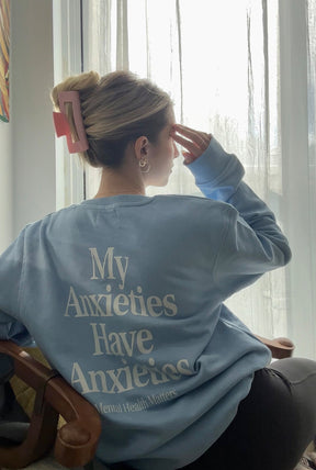 Peanuts My Anxieties have Anxieties Crewneck - Vista Blue