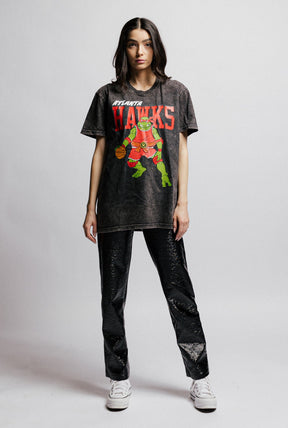 P/C x TMNT Atlanta Hawks Stonewash T-Shirt - Black