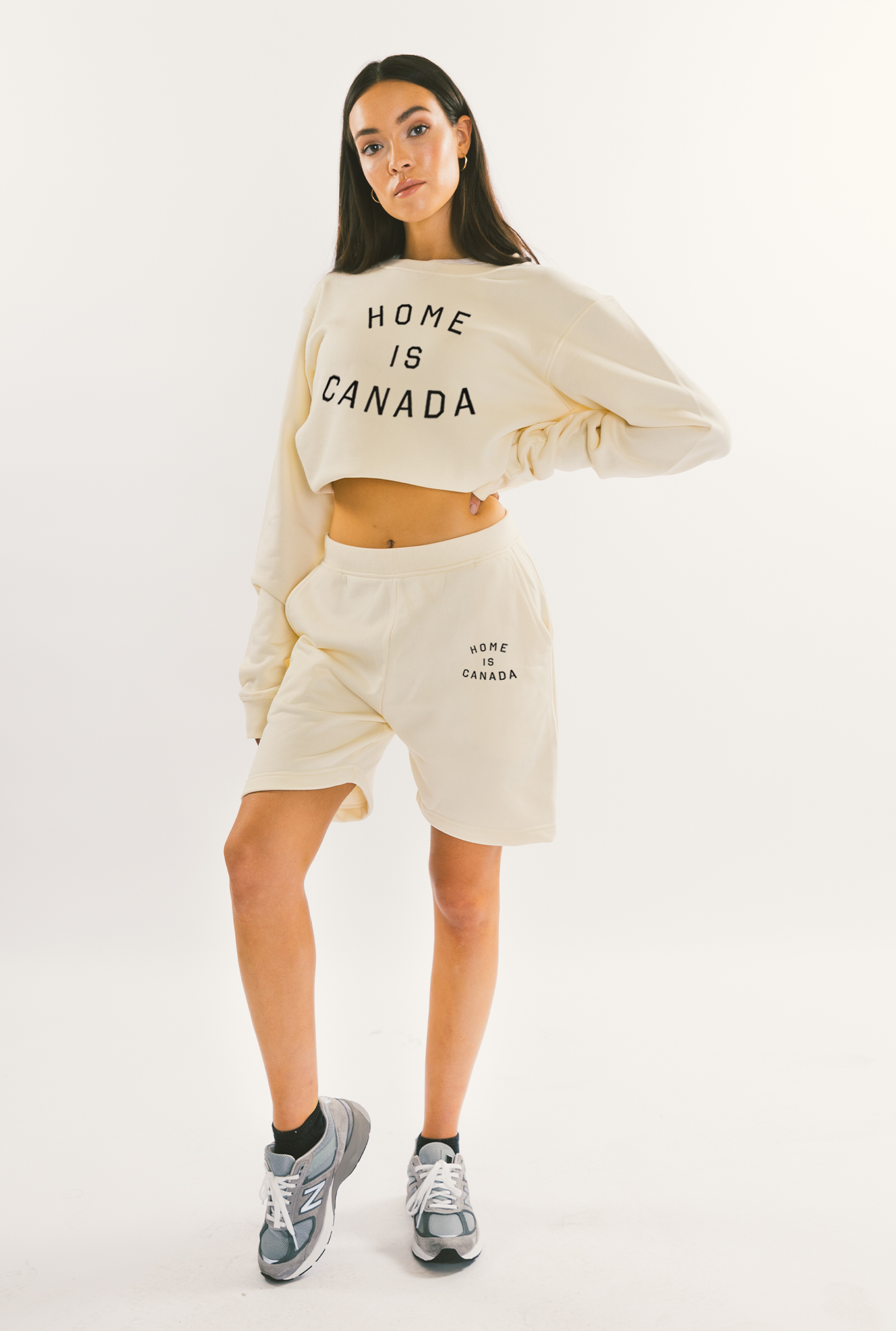 Home is Canada Crescent Fleece Shorts - Ivory