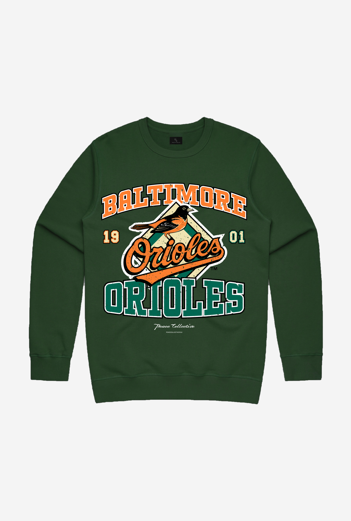 Baltimore Orioles Vintage Washed Crewneck - Vert Forêt