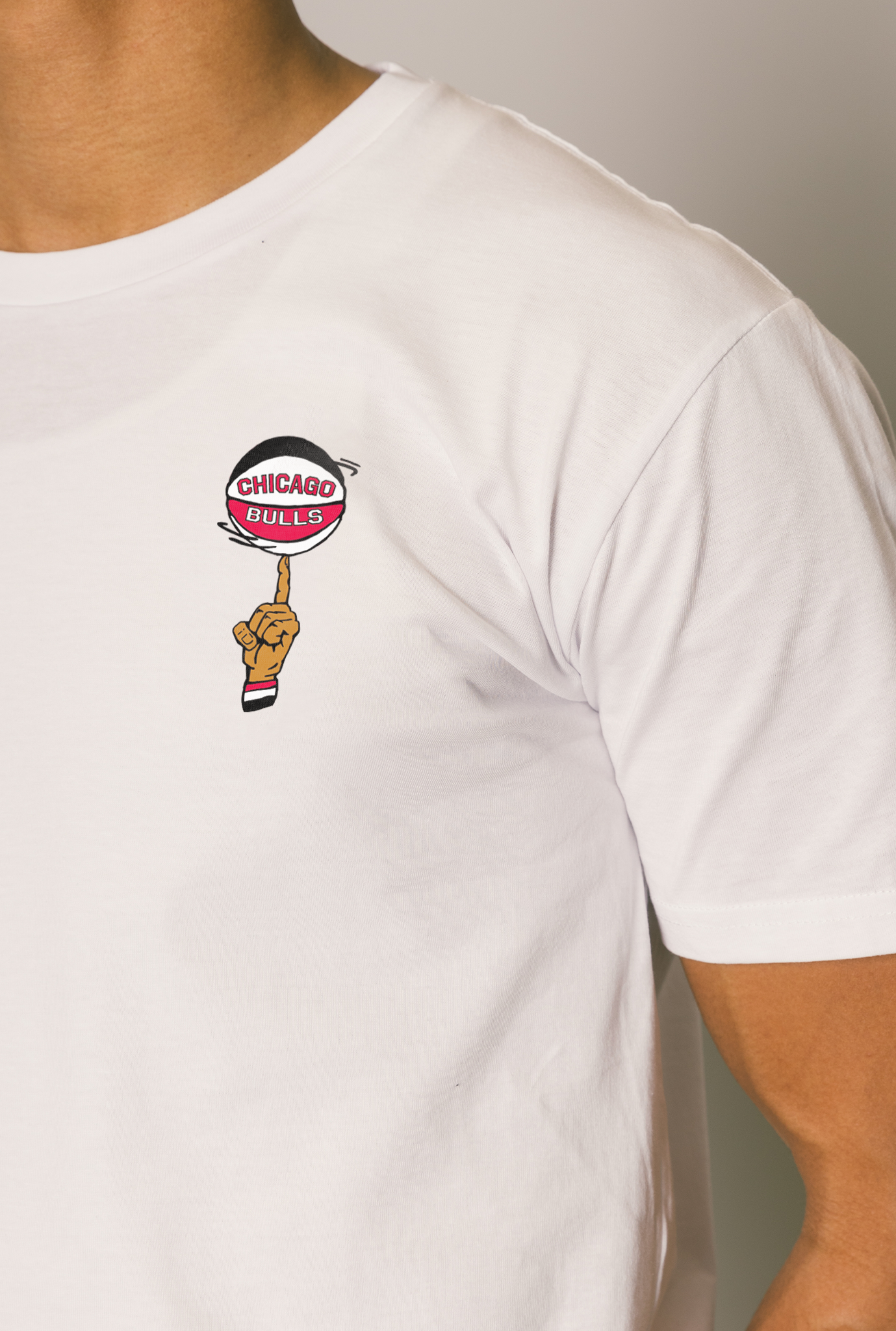 T-Shirt Chicago Bulls Spinning Ball Logo - Blanc