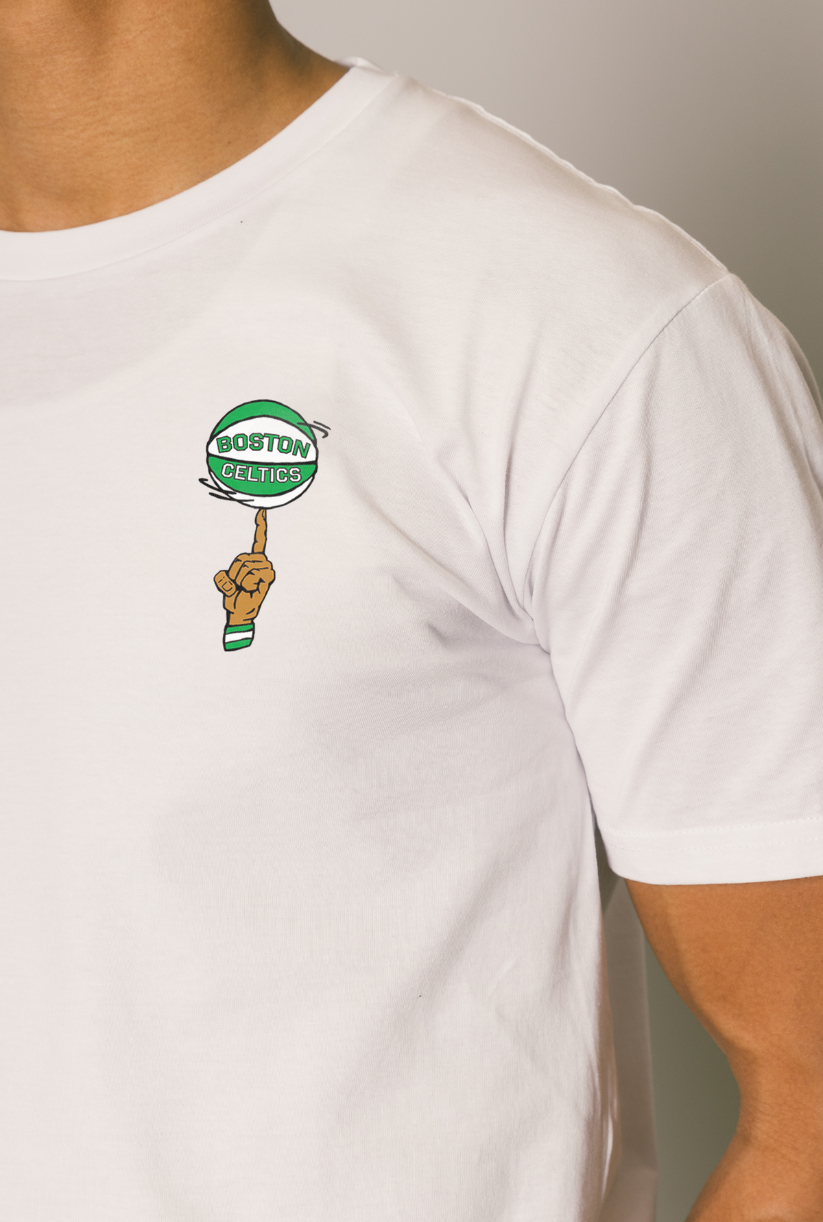 T-Shirt Boston Celtics Spinning Ball Logo - Blanc