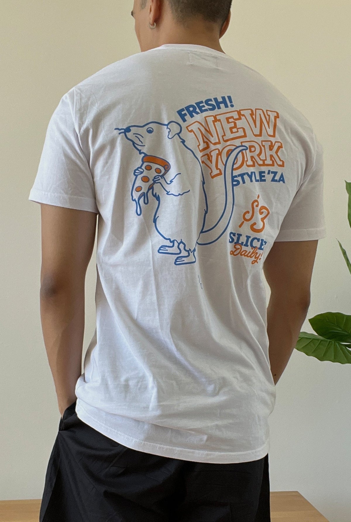 T-shirt New York City Pizza - Blanc