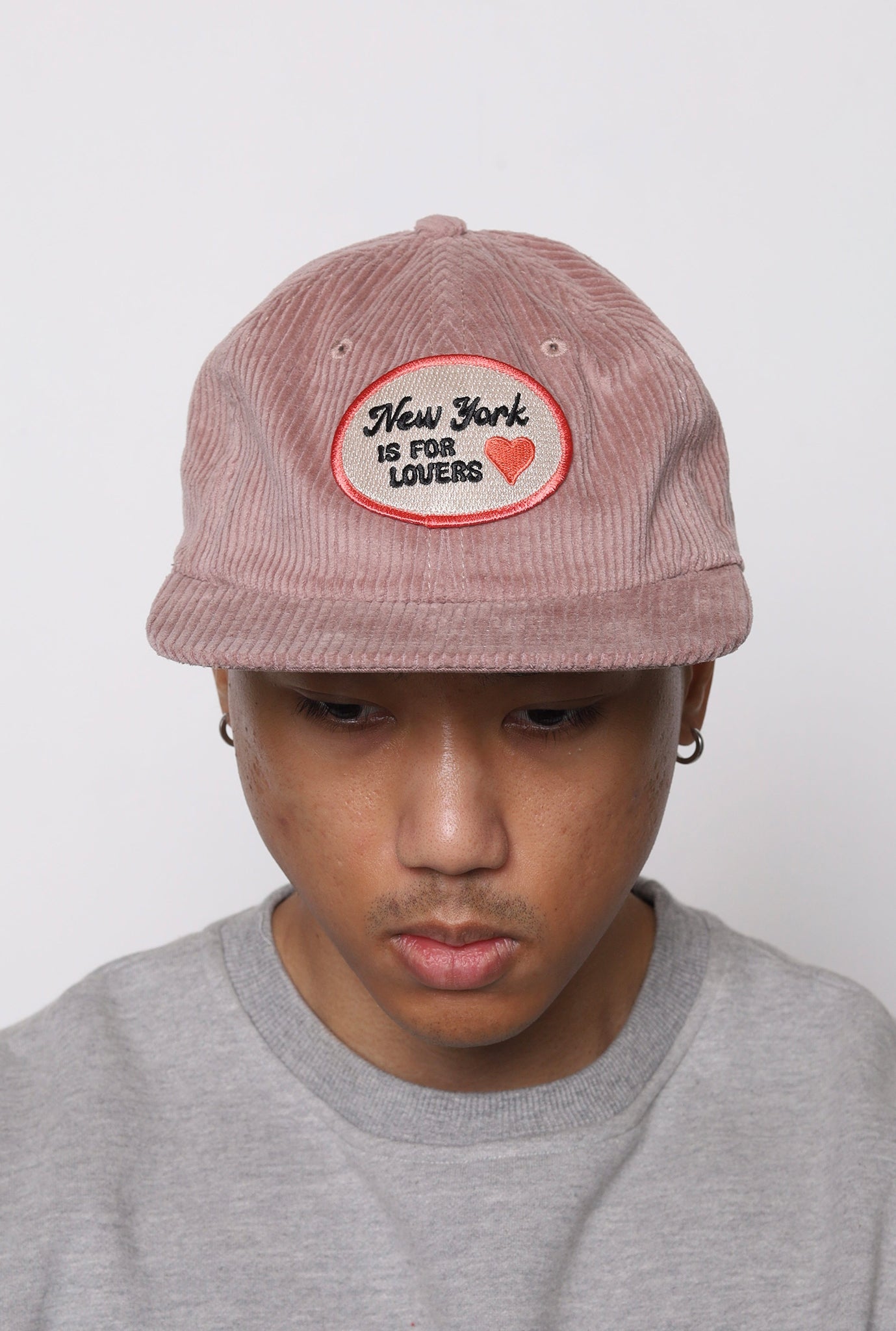New York is for Lovers Patch Corduroy Cap - Hazy Pink