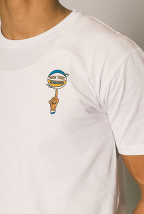 T-Shirt New York Knicks Spinning Ball - Blanc