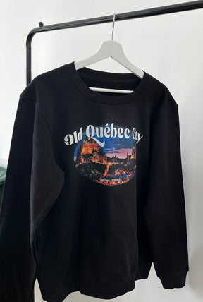 Old Quebec City Post Card Crewneck - Black