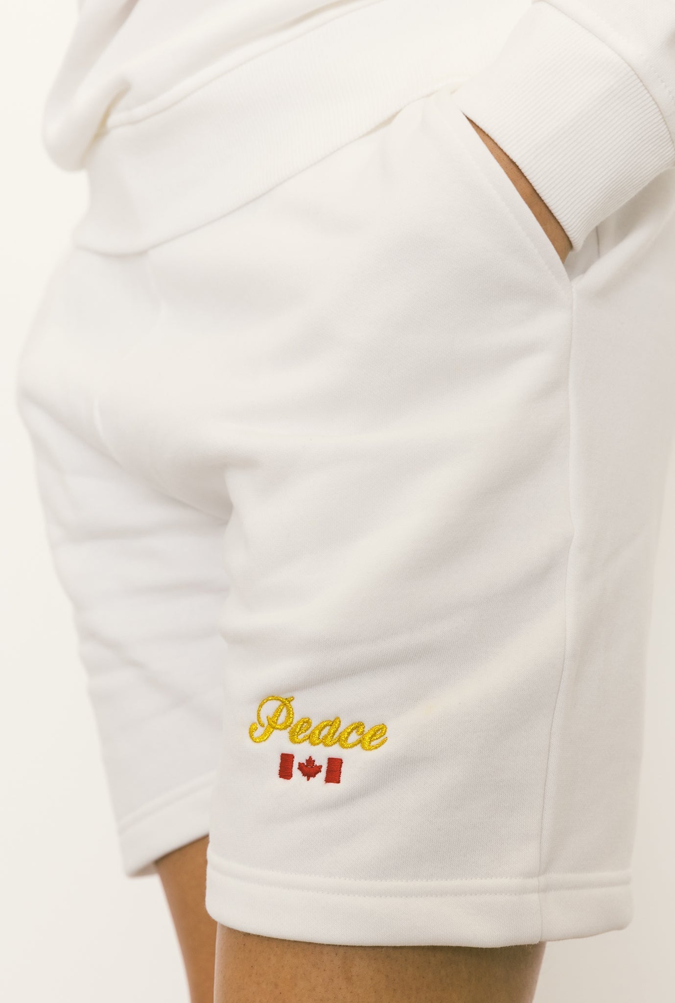 Peace Fleece Shorts - White