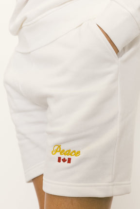 Peace Fleece Shorts - White