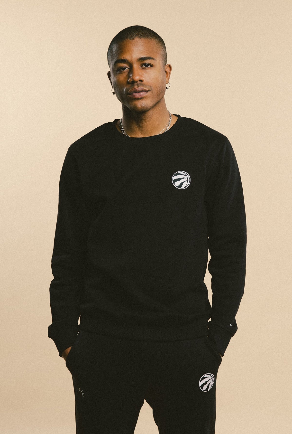 Chandail ras du cou à logo des Raptors de Toronto - Noir