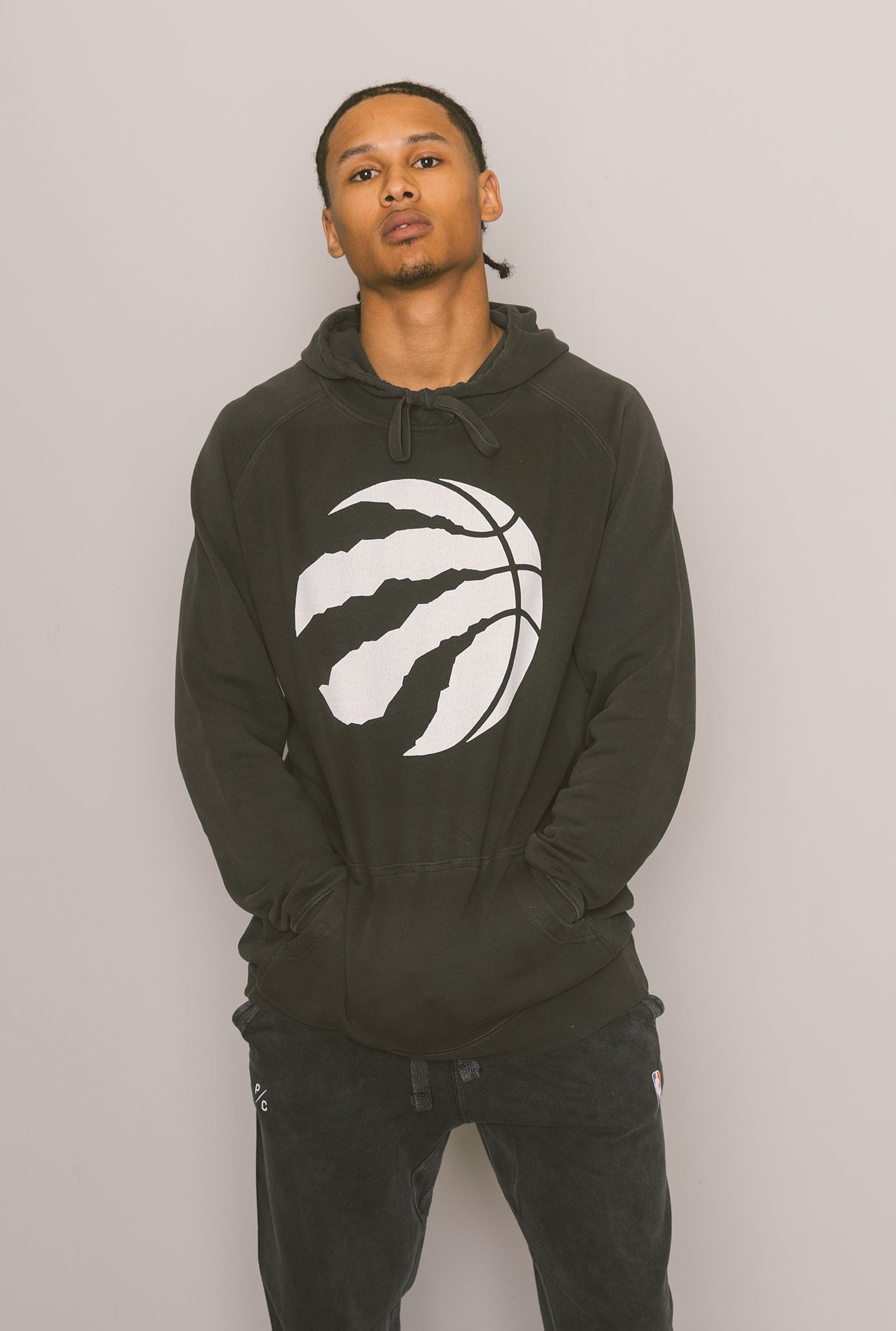 Sweat à capuche avec logo délavé Toronto Raptors - Noir