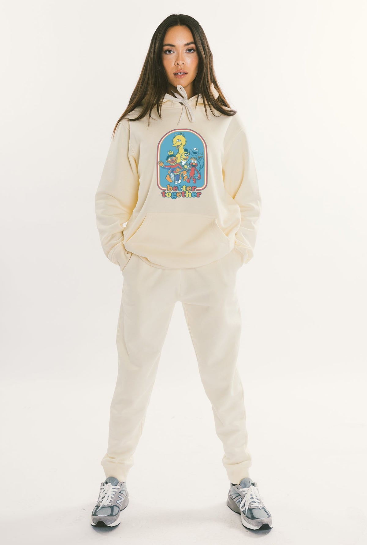 Sweat à capuche du groupe Better Together Sesame Street - Naturel