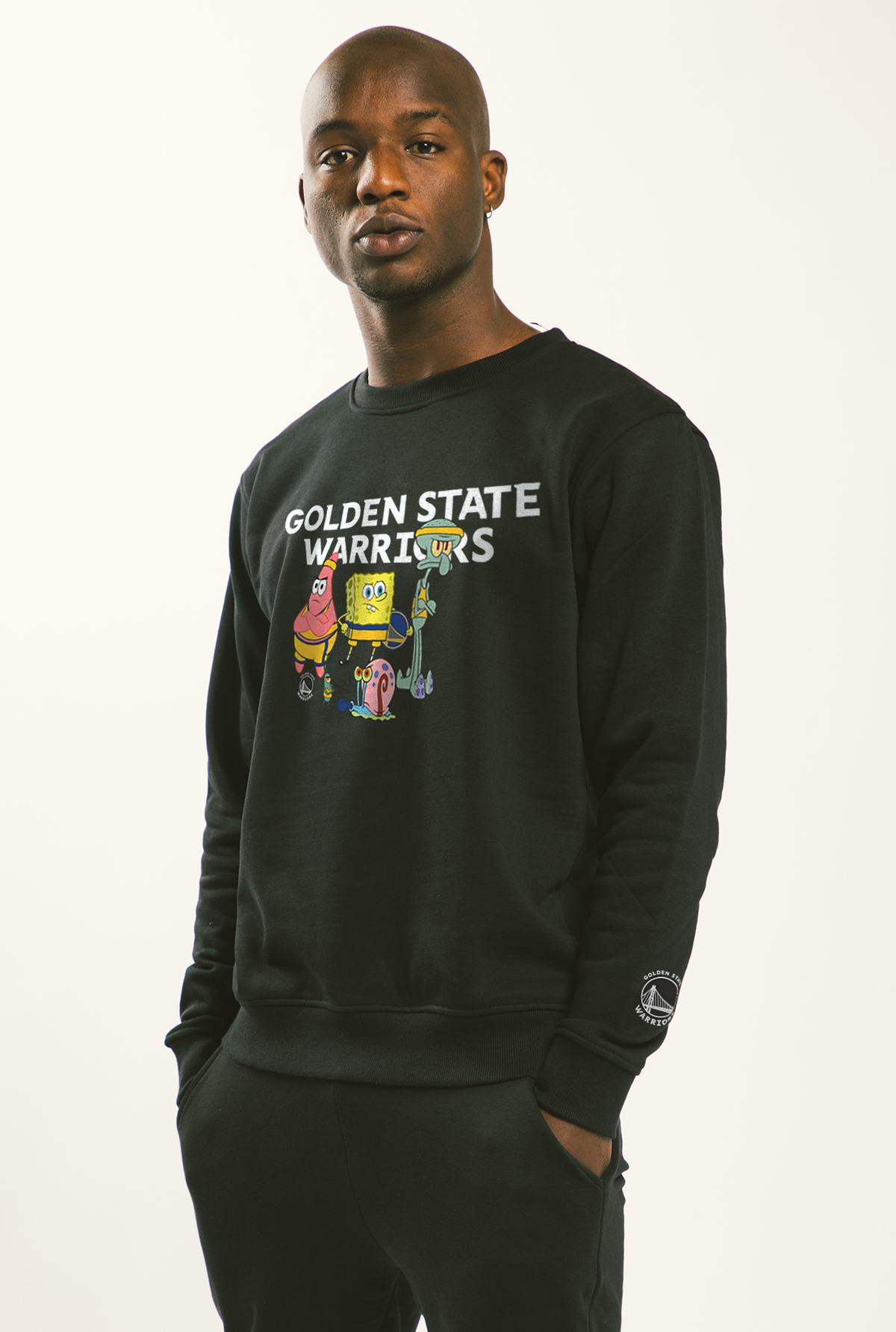 NBA x Spongebob Golden State Warriors Team Crewneck - Black