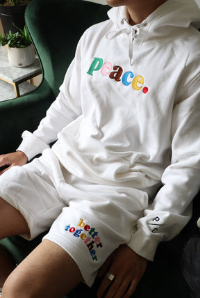 Better Together Multi Colour Fleece Shorts - White