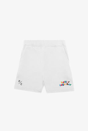 Better Together Multi Colour Fleece Shorts - White