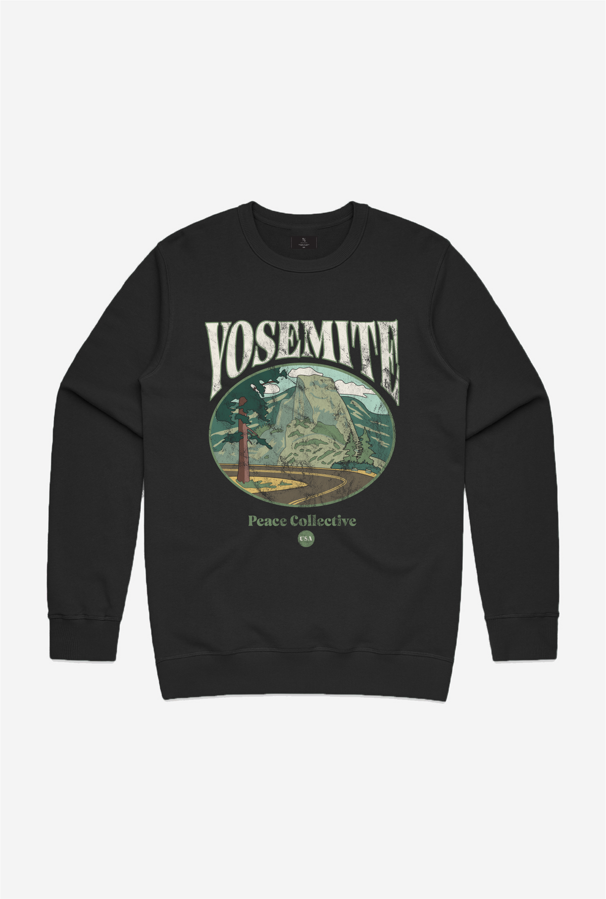 Yosemite Vintage Post Card Crewneck - Black