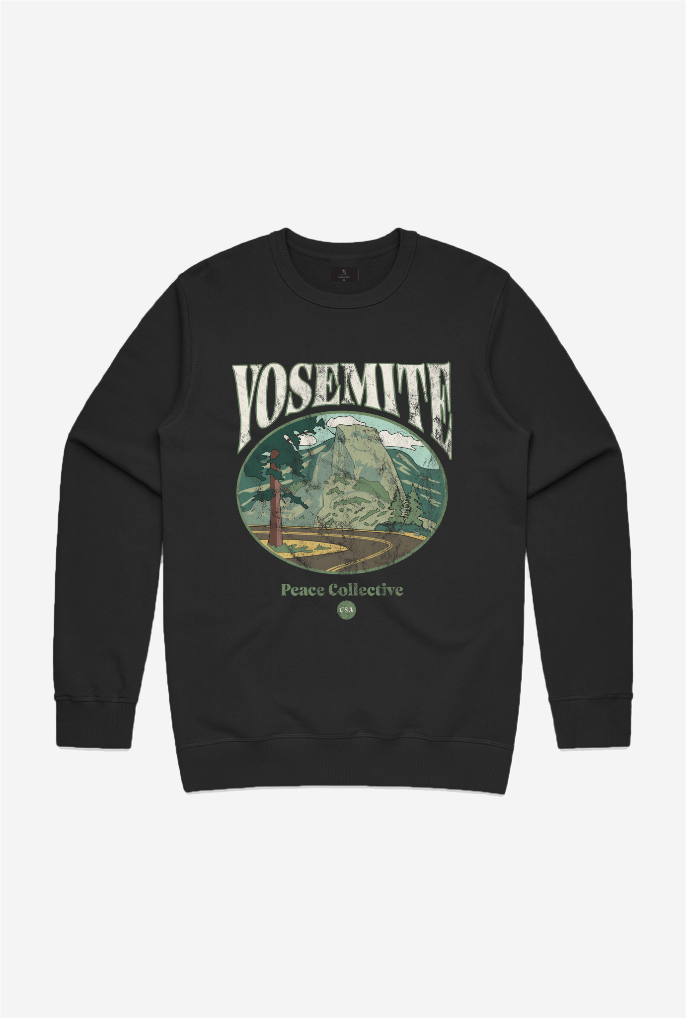 Yosemite Vintage Post Card Crewneck - Black