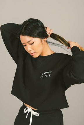 Canadian as Fuck Cropped Crewneck - Black