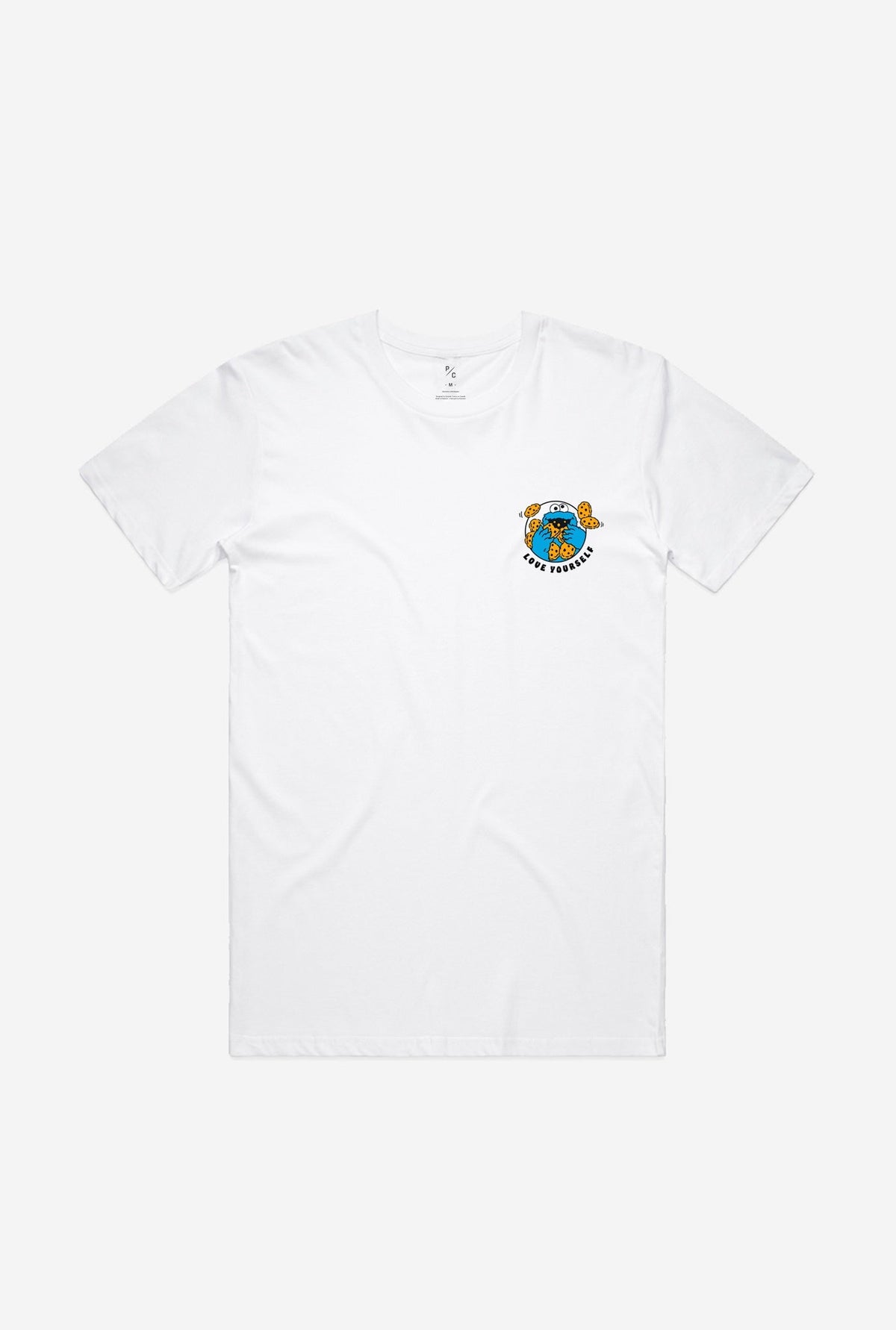 T-shirt Love Yourself Cookie Monster - Blanc