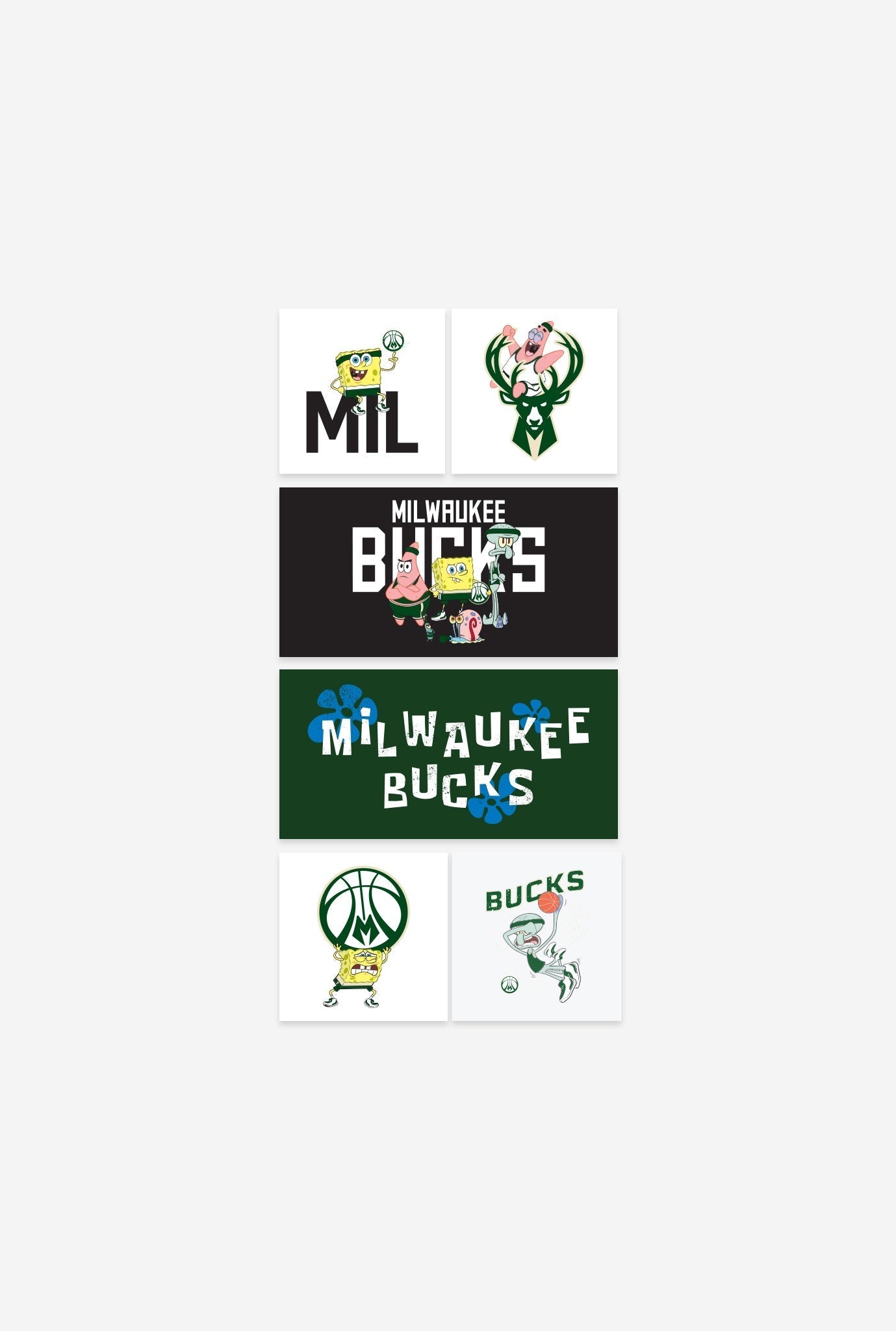 NBA x Spongebob Milwaukee Bucks Sticker Pack