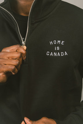 Home is Canada Chandail 1/4 Zip - Noir