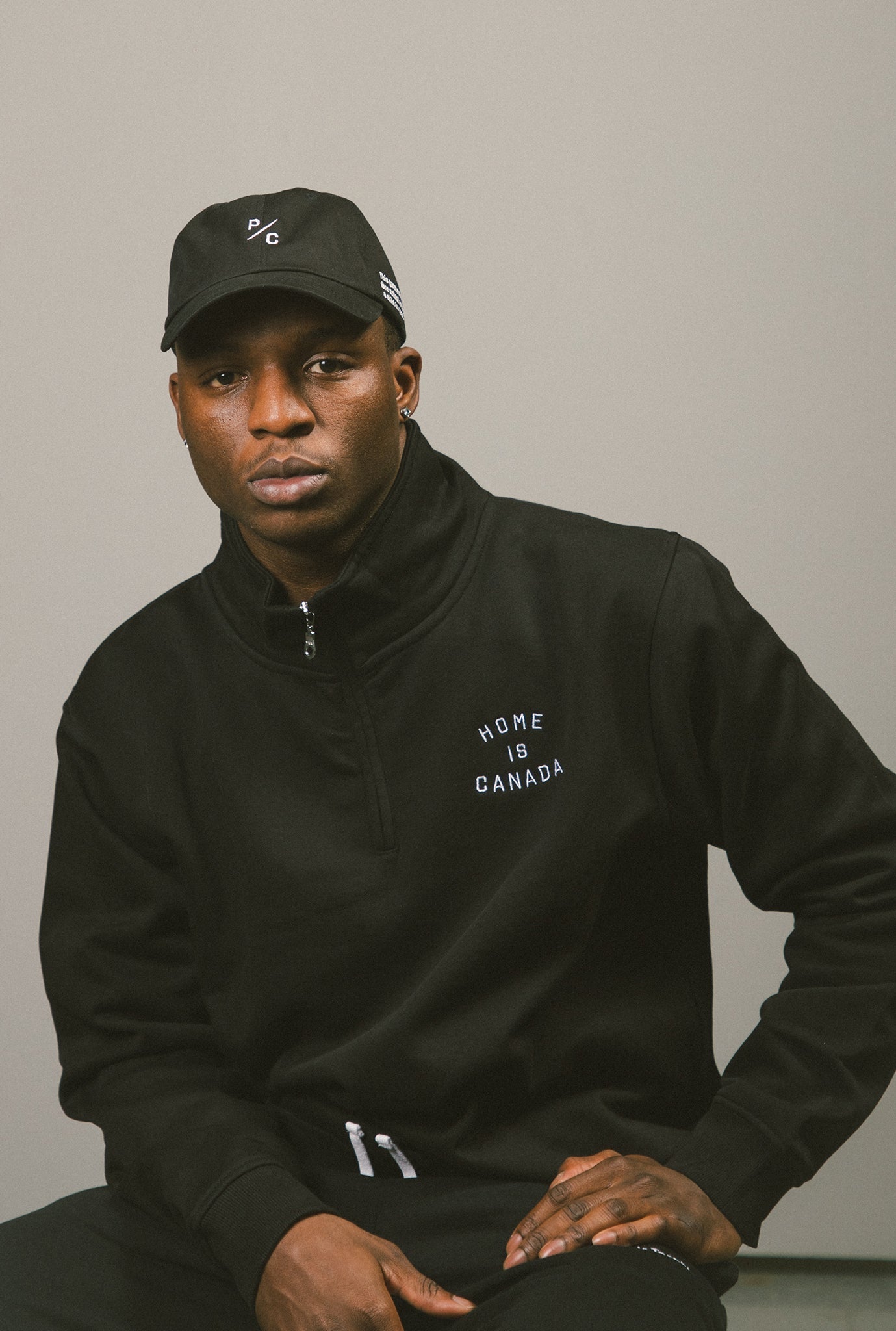 Home is Canada Chandail 1/4 Zip - Noir